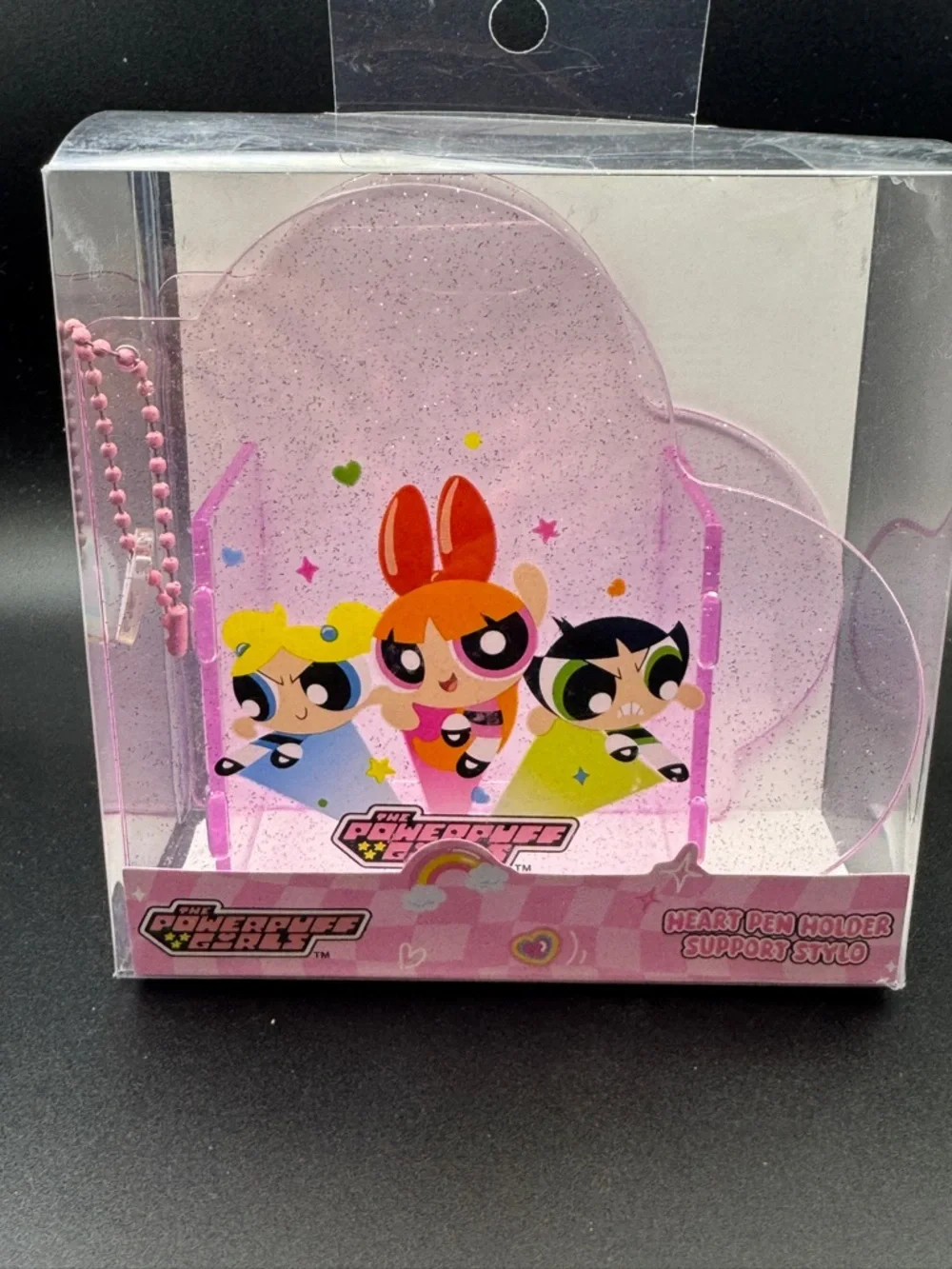 The Powerpuff Girls Pink Heart Pen Holder - Glitter Pink Pencil Case